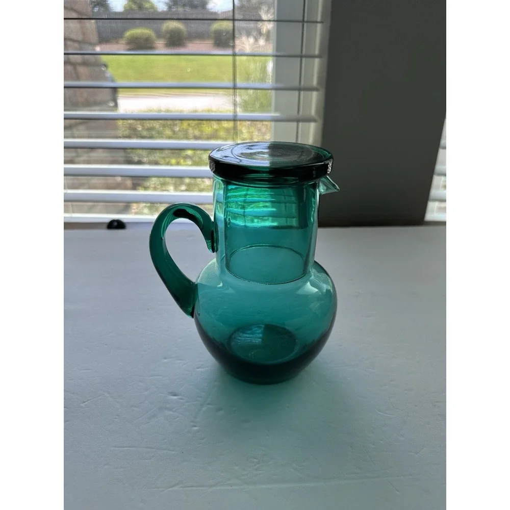 Vintage Teal Green Glass Bedside 